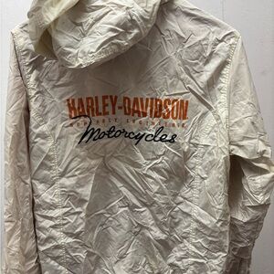 Harley-Davidson Cream Hooded Windbreaker with Orange & Black Logo